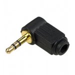 1-055G, штекер аудио 3.5мм стерео угловой пластик на кабель  "позолоченный"