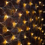 СЕТЬ 2х1,5м, прозрачный ПВХ, 288 LED ТЕПЛЫЙ БЕЛЫЙ, соединяется