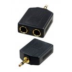 2-110G, переходник 3.5мм штекер моно - 2 x 6.35мм гнездомоно пластик "позол."