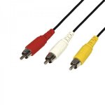 Шнур REXANT 3 RCA - 3 RCA, 10 м, черный (5 шт./уп.)