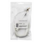 Аудио кабель AUX 3.5 мм шнур спираль 1M белый