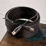 ВЧ кабель ТВ штекер - ТВ штекер, длина 15 метров, черный (тонкий кабель)  REXANT