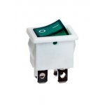 R19-20IWGNBT2-G, переключатель клавишный ON-OFF 250В 6A белый с зеленой подсветкой (аналог B1151W)