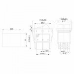 Выключатель клавишный 250V 15А (6с) ON-OFF черный  с подсветкой  ДВОЙНОЙ  (RWB-512, SC-797)  REXANT