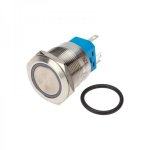 Кнопка  антивандальная Ø 22 12 В Б/Фикс (5с) (ON)-OFF/(OFF)-ON подсв./зеленая REXANT