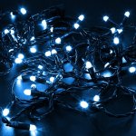 НИТЬ flashing (каждый 5-ый) 10м, черный ПВХ, 100 LED Синие, соединяется, 230В (нужен шнур питания  303-500/303-500-1)