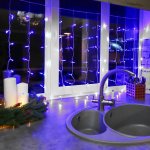 ДОЖДЬ (занавес) 1,5х1 м, прозрачный ПВХ, 96 LED СИНИЕ IP20, не соединяются