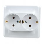 РС16-007B, розетка двойная с заземлением 16А белая