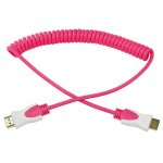 Шнур HDMI - HDMI без фильтров, длина  2 метра, витой, розовый (GOLD) (PE пакет)  REXANT