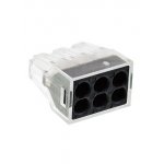 XY608-6P, электромонтажная клемма 6 контактов 400В/24А 22-14AWG (аналог WAGO 773-326)