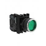 B100FY, Кнопка с фиксацией зеленая (1НО)