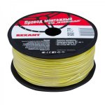 Провод ПГВА / ПВАМ 1 х 0.50мм², (бухта 100м), ЖЕЛТЫЙ  REXANT