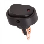 Выключатель клавишный 12V 20А (3с) ON-OFF черный ОВАЛ с красной LED подсветкой (RWB-523, ASW-20D)  REXANT