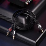 Шнур Стерео 3,5 мм - 2 RCA, длина  1,5 мeтра (GOLD)  REXANT