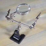 Держатель «Третья рука» REXANT, 2 зажима, чугун, лупа (3х) 60 мм (ZD-10D)