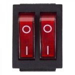 Выключатель клавишный 250V 15А (6с) ON-OFF красный  с подсветкой  ДВОЙНОЙ  (RWB-511, SC-797)  REXANT