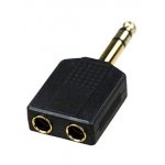 2-161G, переходник 6.35мм штекер стерео - 2 x 6.35мм гнездо стерео пластик