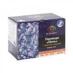 НИТЬ flashing (каждый 5-ый) 10м (2 модуля x 5м), прозрачный ПВХ, 100 LED Белые, соединяется, 230В (нужен шнур питания  303-500/303-500-1)