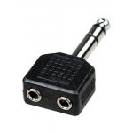 2-131(NP-579B), переходник 6.35мм штекер стерео-2 x 3.5мм гнездо стерео плас.