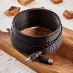ВЧ кабель ТВ штекер - ТВ штекер, длина 25 метров, черный (тонкий кабель)  REXANT