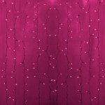 ДОЖДЬ (занавес) 2х1,5м, прозрачный ПВХ, 360 LED РОЗОВЫЕ