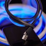 USB кабель универсальный microUSB шнур плоский 1М черный