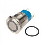 Кнопка  антивандальная Ø19 12В Фикс (5с) ON-OFF/OFF-ON подсв/зеленая  REXANT