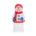 Акриловая светодиодная фигура «Снеговик в синих варежках» 59 см, 96 светодиодов