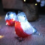 Акриловая светодиодная фигура «Семья снегирей» 13 см, 40 LED (8 LED х 5 птиц)