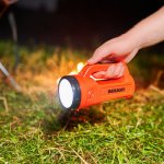 Прожектор поисковый с головным и боковым светом, с солнечной батареей, индикатор зарядки, выносное зарядное устройство и наплечный ремень в комплекте