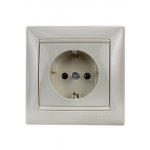 774323, розетка одинарная с заземлением в сборе слоновая кость 16А