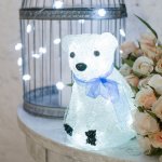 Акриловая светодиодная фигура "Белый мишка" 20 см, 4,5 В (3*АА), 20 светодиодов