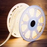 LED Лента 220В, 7.5x20мм, IP67, SMD 2835, 276 LED/м, Теплый белый, 50м, без устан.набора