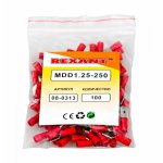 КЛЕММА ПЛОСКАЯ изолированная штекер - 6.3мм 0.5-1.5мм² (РПи-п 1.5-(6.3) / MDD1.25-250) красный  REXANT