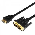 Шнур HDMI - DVI-D с фильтрами, длина 2 метра (GOLD) (PE пакет)  REXANT
