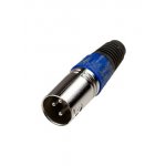 1-503 BL, разъем XLR 3 контакта штекер металл цанга на кабель синий
