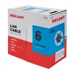 Rexant витая пара, U/UTP, CAT6, PVC 4 x 2 x 0,57 мм, 23AWG, синий, 305м