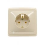 РС16-003K, розетка одинарная с заземлением 16А кремовая