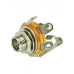 1-171(ST-318), гнездо аудио 6.35мм стерео металл на корпус с откл. с гайкой