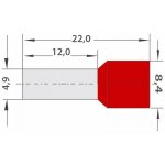 НАКОНЕЧНИК ШТЫРЕВОЙ ВТУЛОЧНЫЙ изолированный   F-12мм 10мм² (НШВи 10-12 / E10-12) красный  REXANT