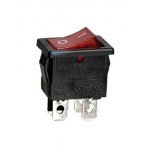 R19-20IBRBT2-G, переключатель клавишный ON-OFF 250В 6A с красной подсветкой (аналог B1151 SWR45)
