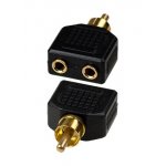 2-227G, переходник RCA штекер - 2 x 3.5мм гнездо стерео пластик "позол."