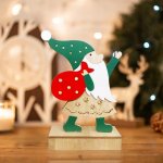 Деревянная фигурка с подсветкой «Дед Мороз» 18 см