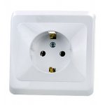 РС16-003B, розетка одинарная с заземлением 16А белая