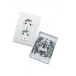 42001057, Розетка двойная 2 м с заземлением белый встроенный монтаж