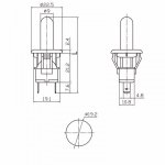 Выключатель-кнопка 250V 2.5А (2с) ON-(OFF)  Б/Фикс  белый  (PBS-19С2) (мебельная)  REXANT