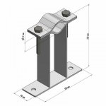 Кронштейн для мачт плоский 200мм П-образный  REXANT