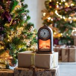 Светодиодный камин «Старинные часы» с эффектом живого огня 14,7x11,7х25 см, бронза с USB