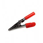 K267B-R, зажим крокодил с  изолятором красный