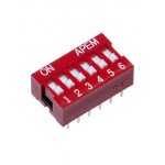 NDSR-06-V, 6 Way Through Hole DIP Switch 6PST, Recessed Actuator